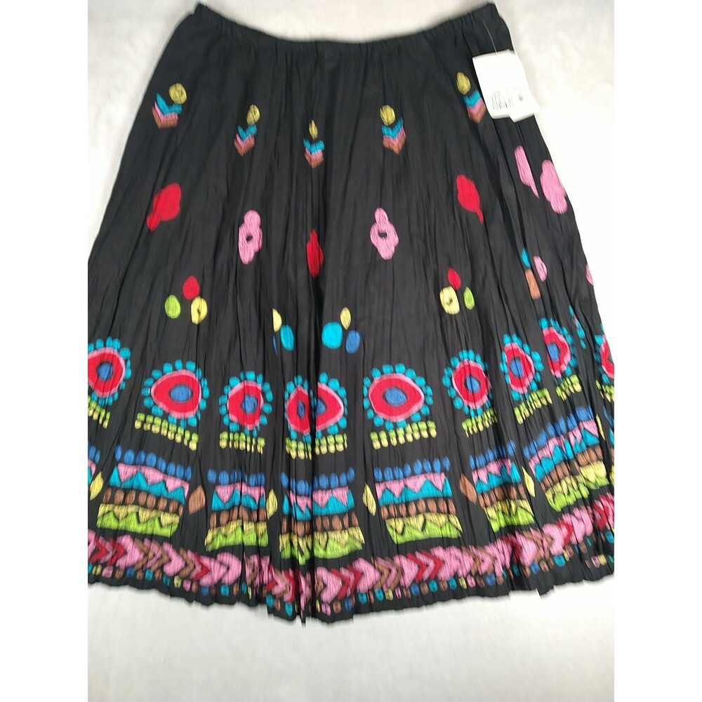Boho Broomstick Hippie Maxi Skirt 2X Elastic Waist Aztec Southwest Vintage NOS